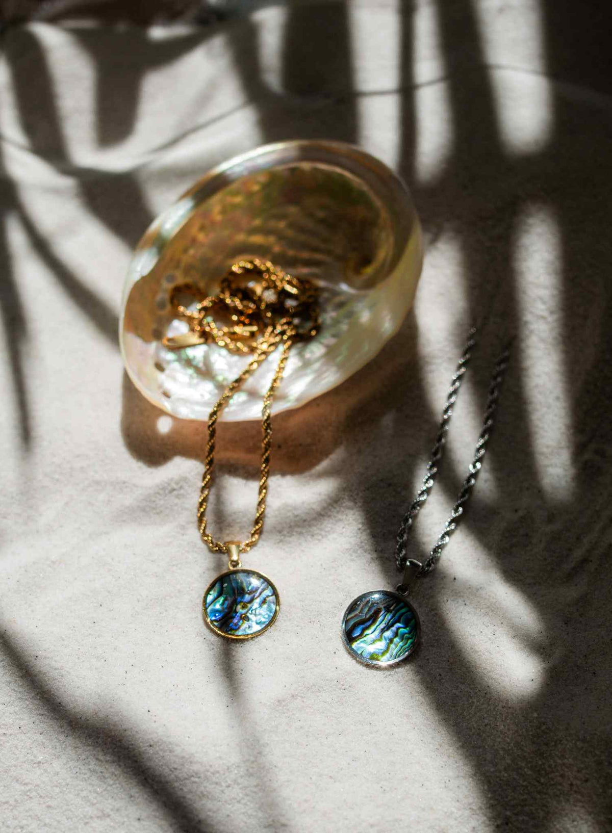 2er SET ABALONIA Rund | Edelstahlkette Gold / Silber