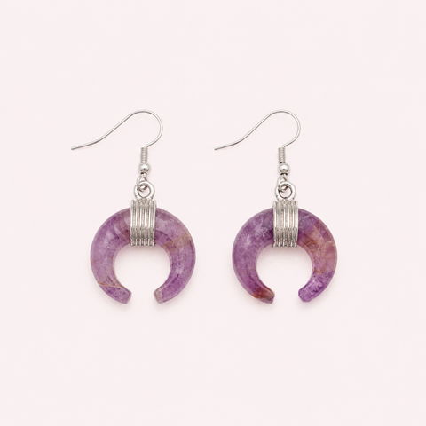 Halbmond Ohrringe | Amethyst