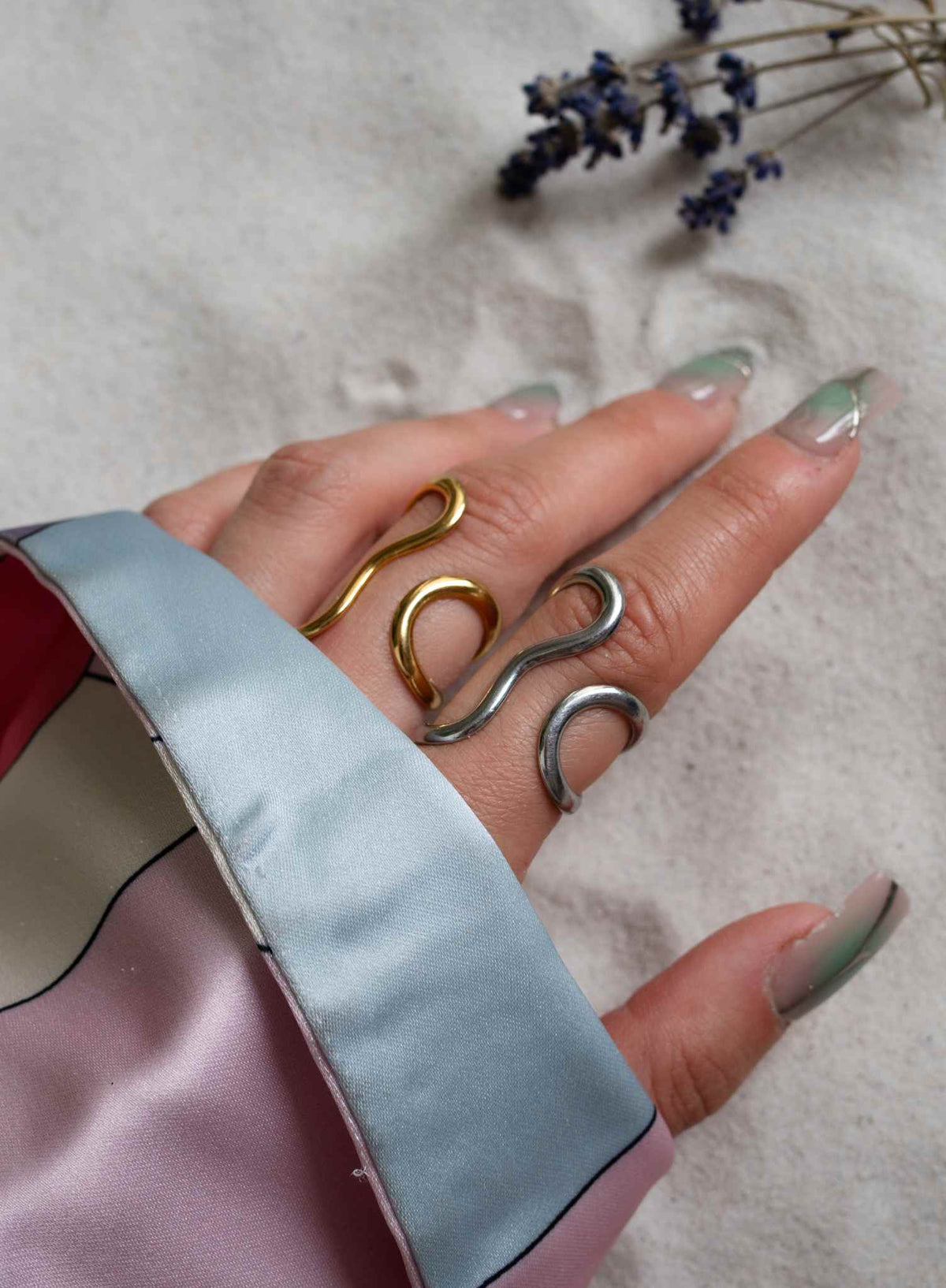 LIQUIDE | Verstellbarer Ring | Gold & Silber Edelstahl
