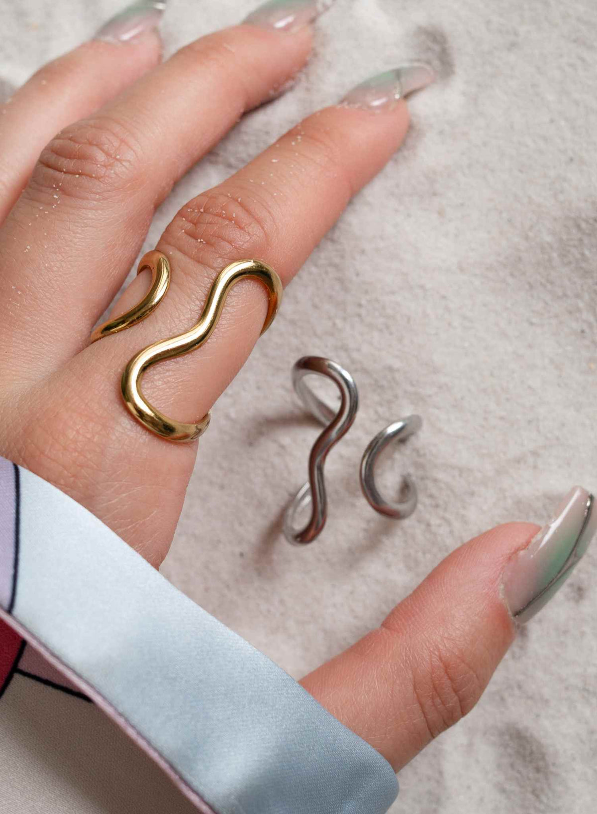 LIQUIDE | Verstellbarer Ring | Gold & Silber Edelstahl