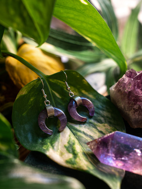 Halbmond Ohrringe | Amethyst