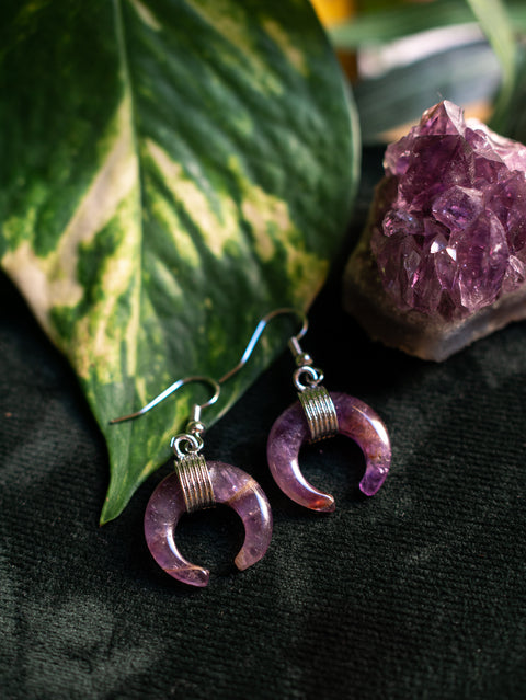 Halbmond Ohrringe | Amethyst