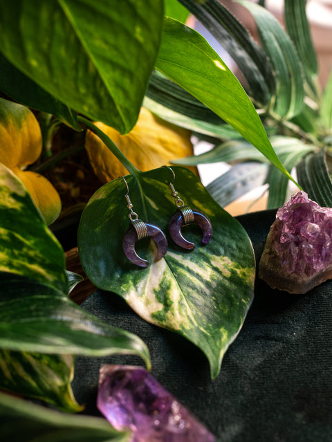 Halbmond Ohrringe | Amethyst